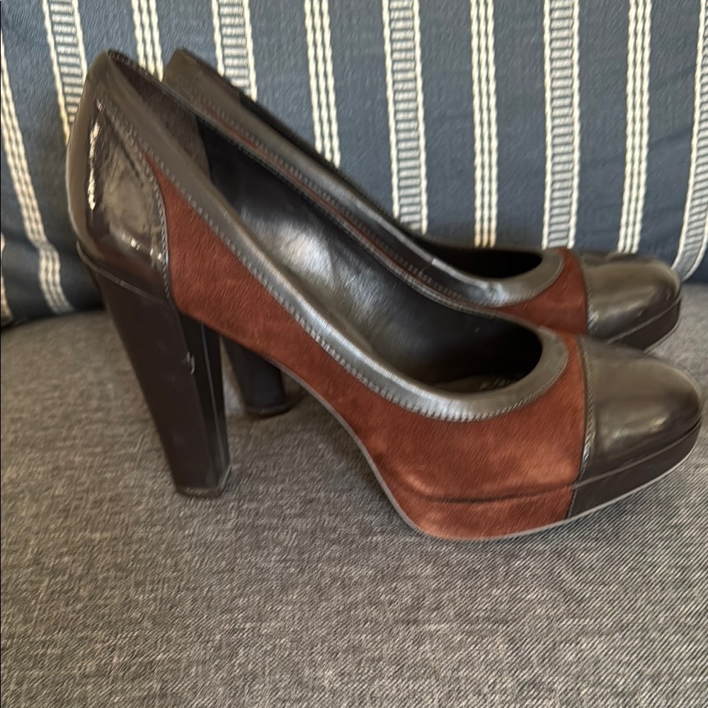 Classic Brown Cap Toe Women's Heels